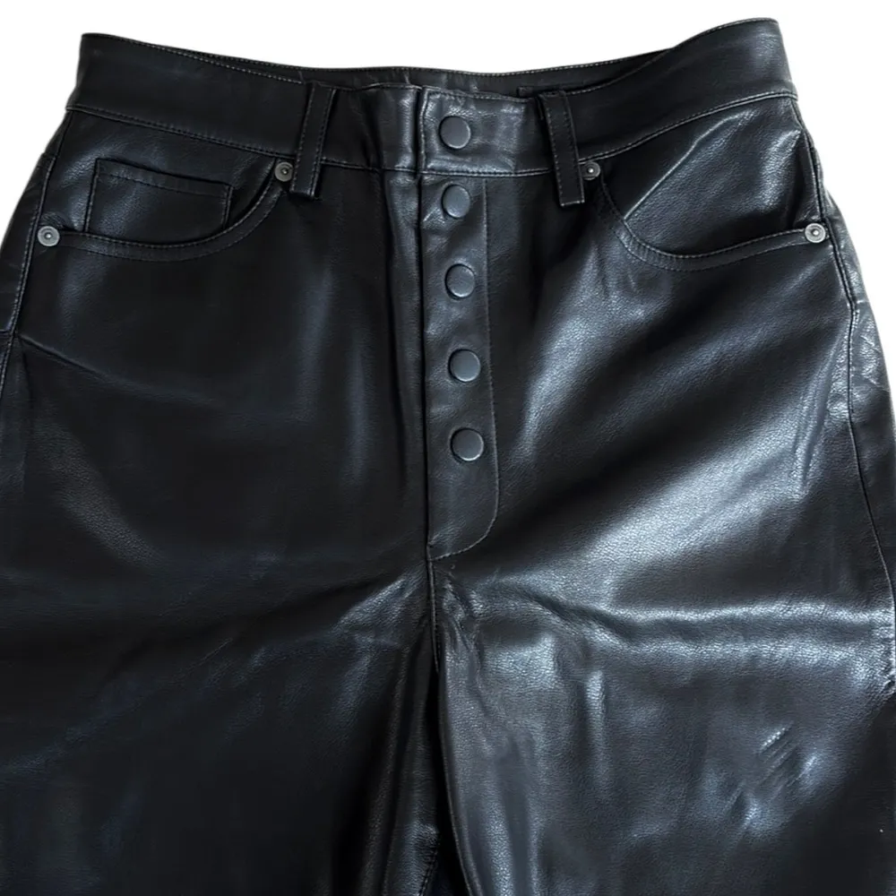 Like New Blank NYC Faux Leather Snap Fly High Rise Pants Black Size 27 - Image 6