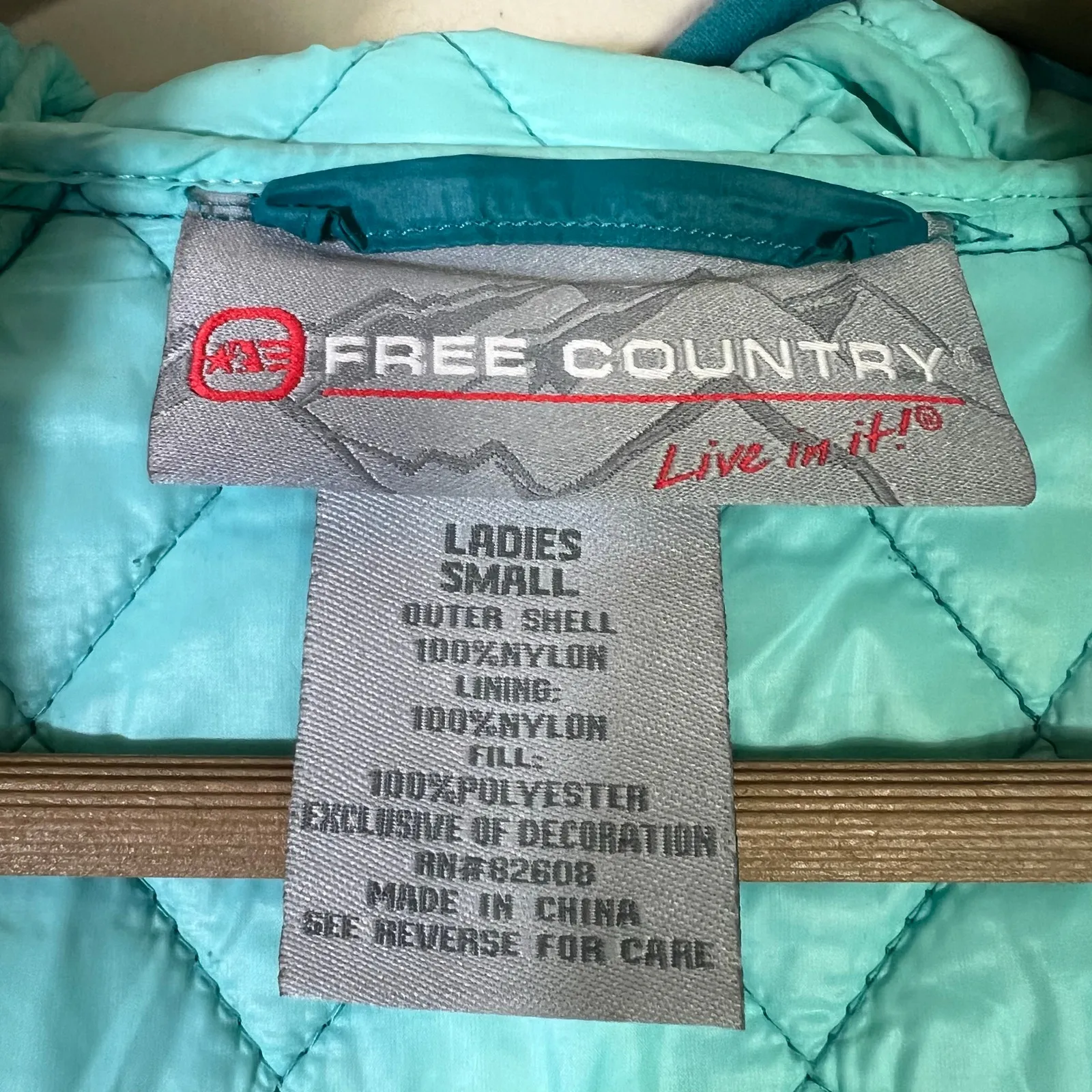 Free Country Quilted Hooded Jacket Womens S Teal Nylon Zip Lightweight Outdoors - Image 5