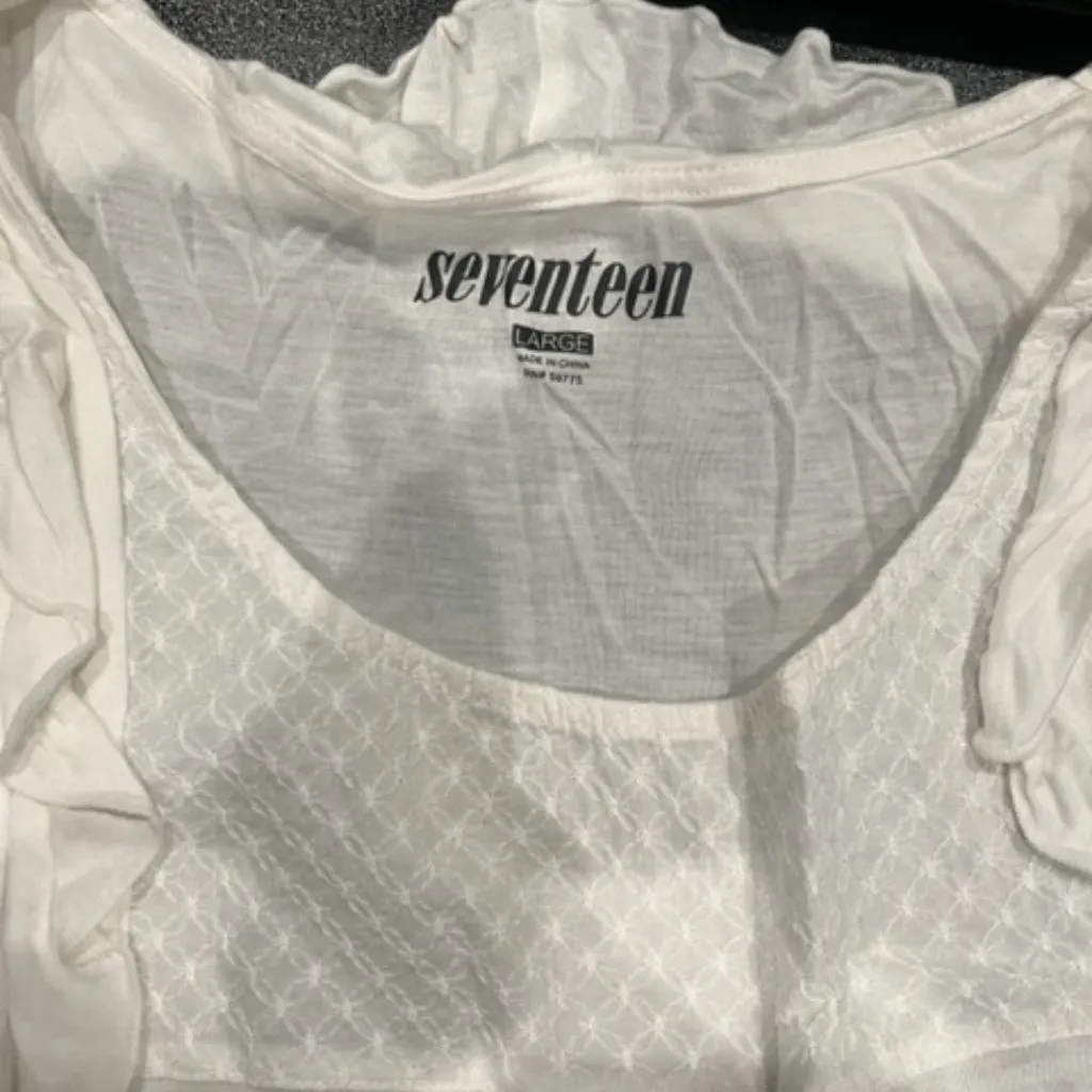 NWT Seventeen Large White Tank Top Blouse - Image 3