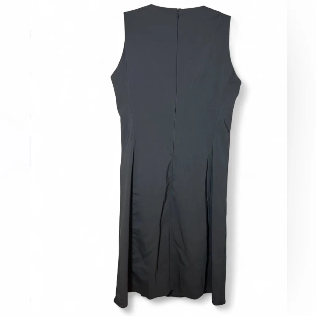 Armani Collezioni Vintage Wool Grey Tuxedo V-Neck Italy Sheath Dress Size 10 - Image 3