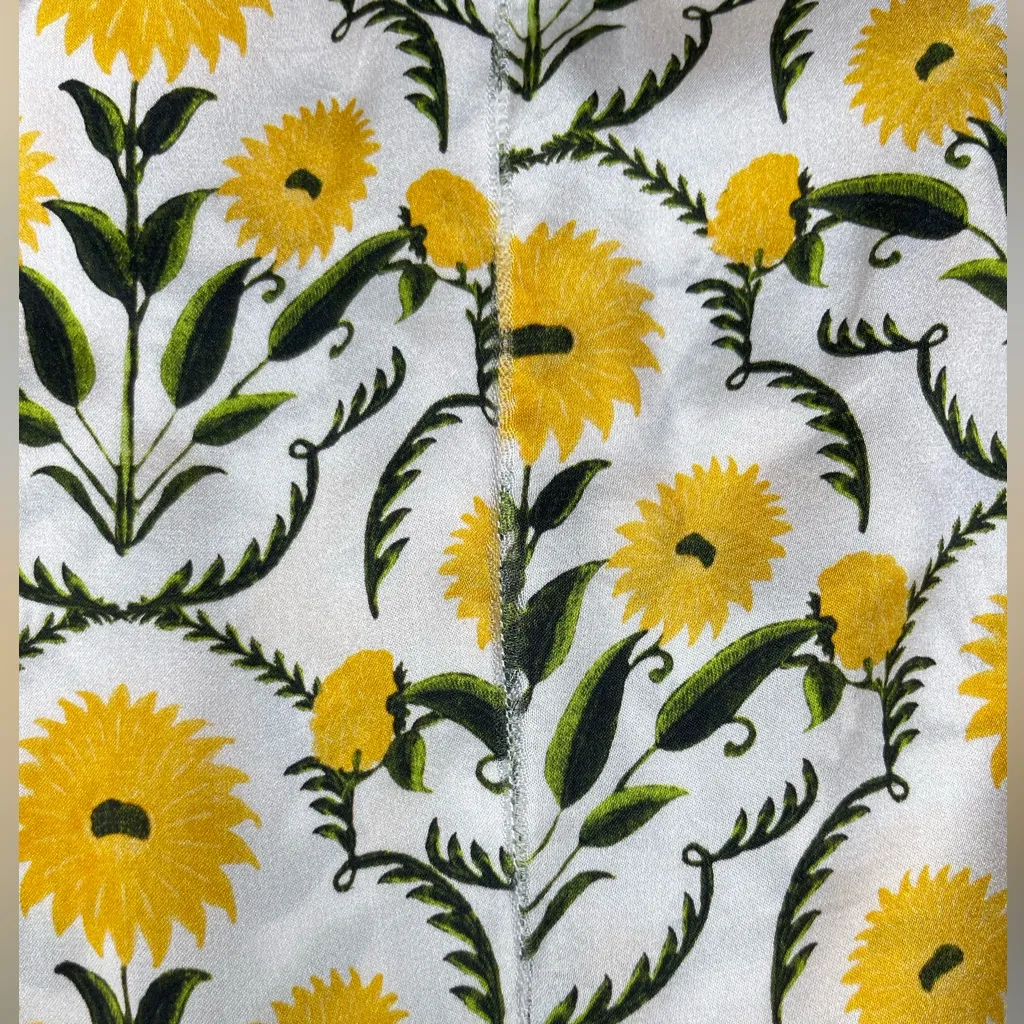 Agua by Agua Bendita Mango Mimosa Midi Dress S Silk White Yellow Floral Rare - Image 15