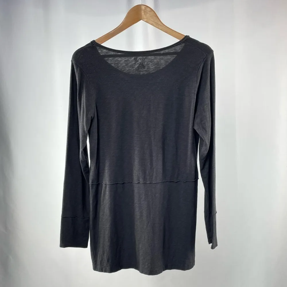 Rachel Zoe‎ Long Sleeve Scoop Neck Side Slit Top in Black Size Large - Image 3