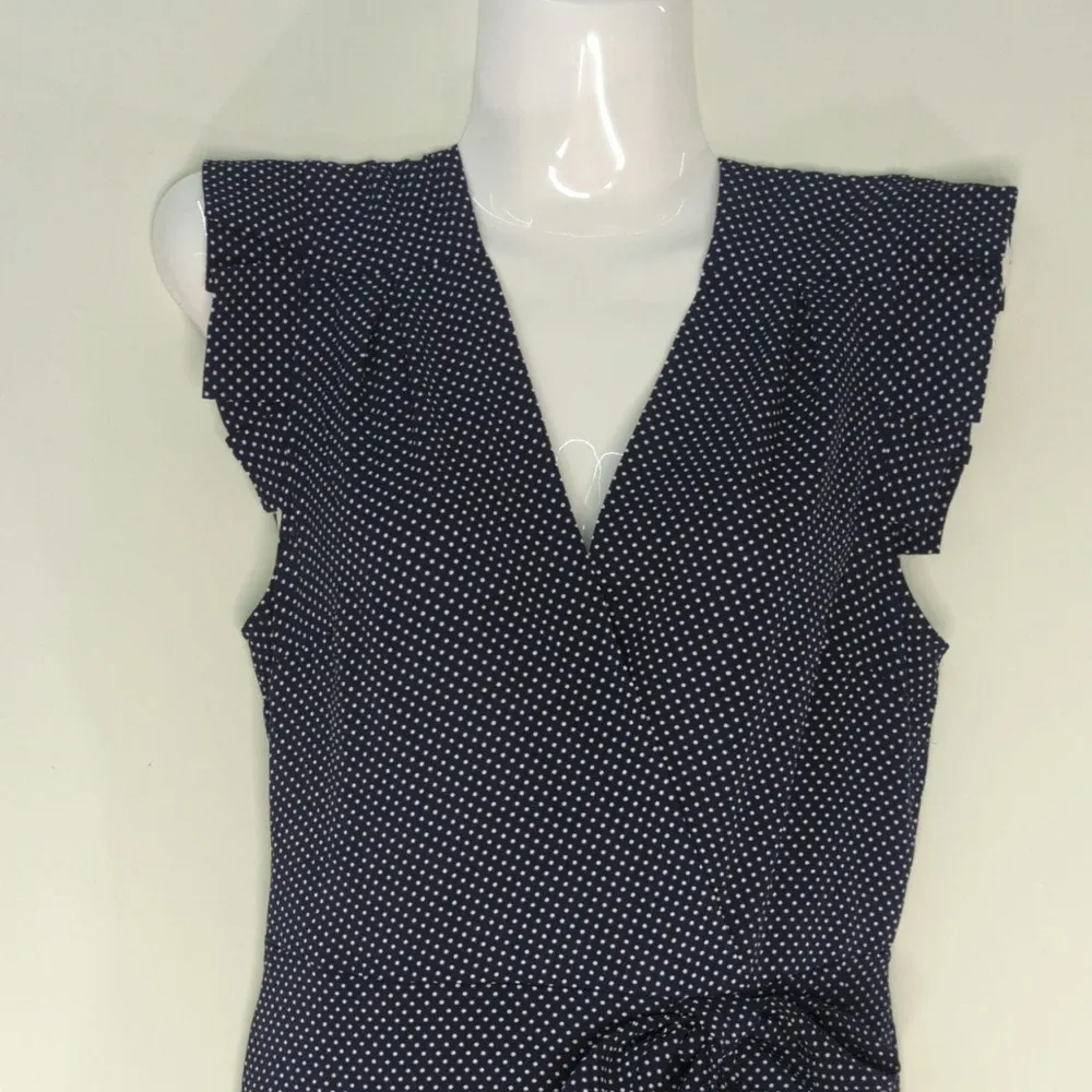 Monteau Navy Polka Dots Dress Women’s SMALL Pin-up Retro‎ Cottage core - Image 2