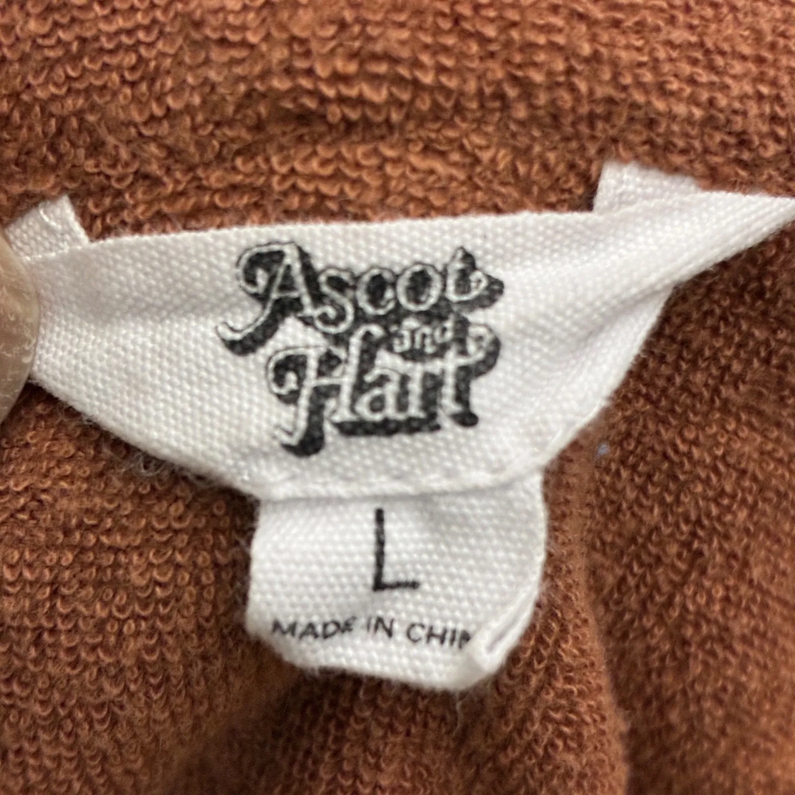 Ascot and Hart Brown Terry Cloth Button Up Shirt Short Sleeve Top Size L Size L - Image 5