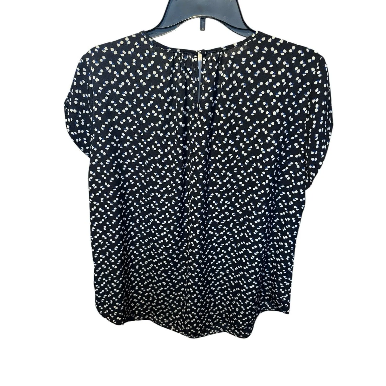 Monday Fun Blouse Women XXL Navy Blue Flower Round Neck Short Sleeve Shirt EUC - Image 2