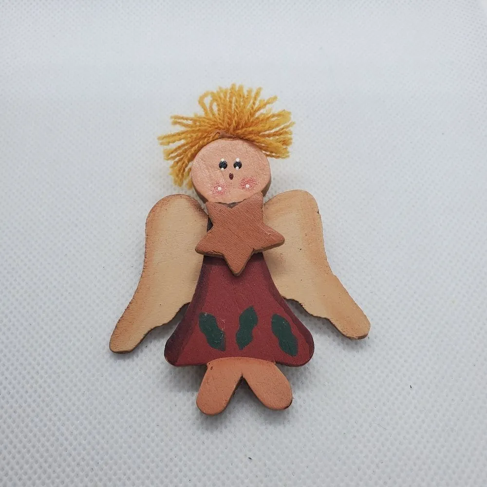 Wooden Angel Brooch Tan - Image 2