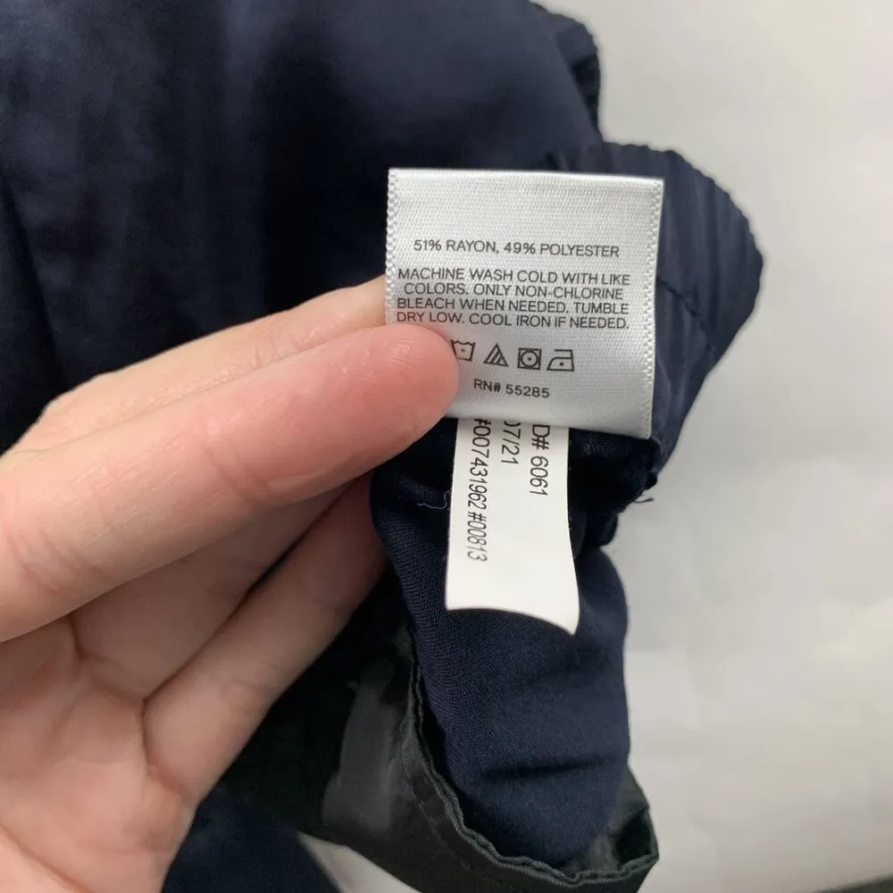 Express Dark Navy Satin Wide Leg Pull On Pant XL - Image 6