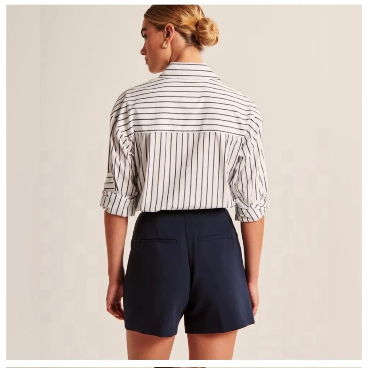 NWT Abercrombie & Fitch Sloane Shorts Ultra High Rise Pleated‎ Navy Blue 31 - Image 2