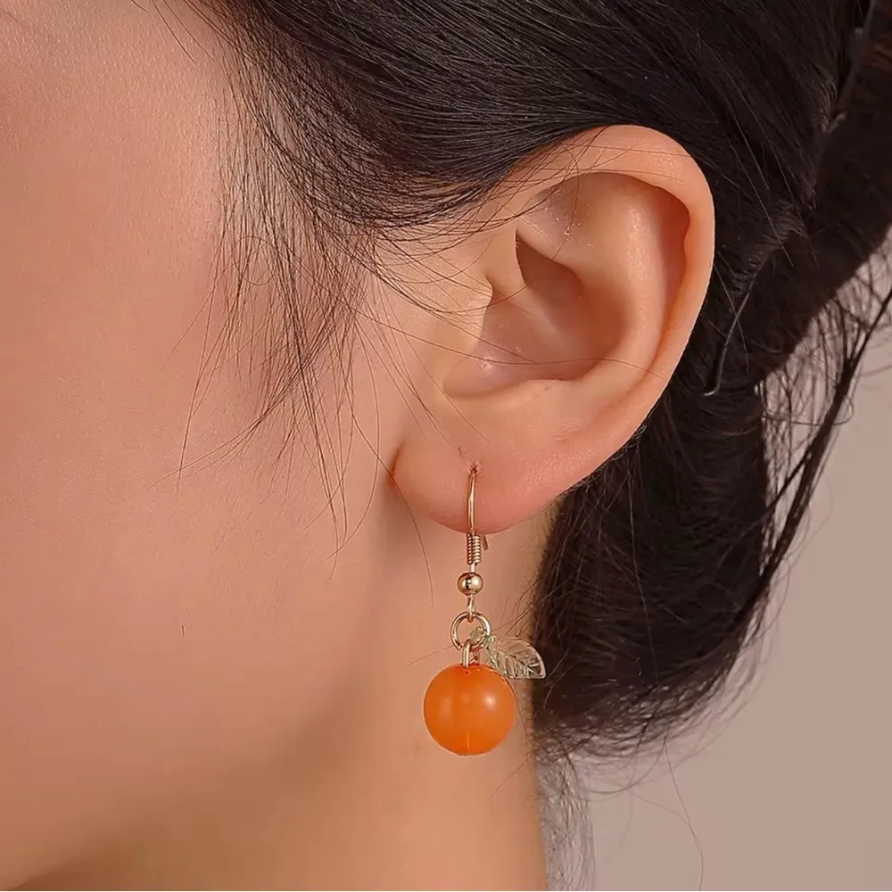 Orange Fruit Dangle Earrings - Image 2