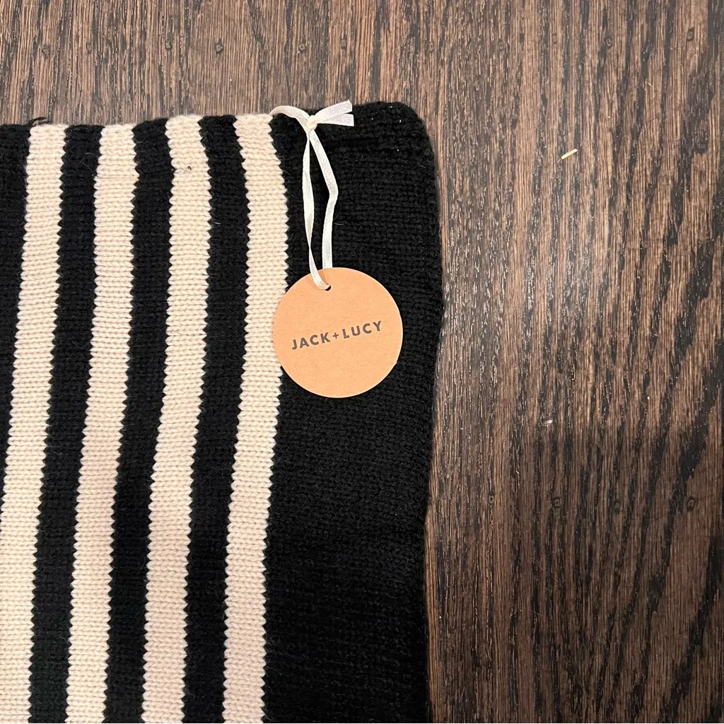 Jack + Lucy Black and Cream Striped Scarf Oversized NWT - Image 3