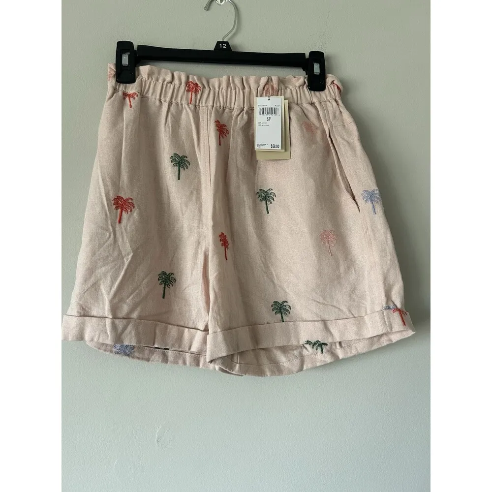 Elie Tahari Pink Tropical Linen Blend Shorts Sz Small Preppy Summer Vacation New - Image 10