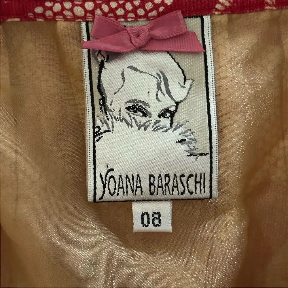 Anthropologie Yoana Baraschi Women's Floral A-Line Skirt Red Knee-Length Size 8 - Image 5