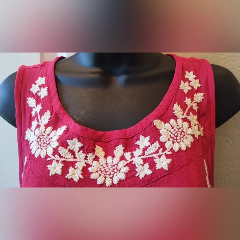 Charming Charlie Women's Sleeveless Embroidered Boho Peasant Dress Sz Large - Image 2