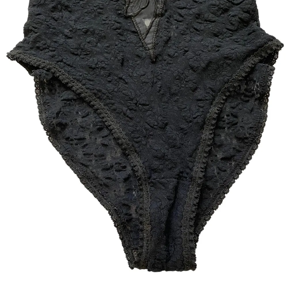 Vintage 60’s Alana Gale Lace Bodysuit Lingerie Intimates Black Size M - Image 4
