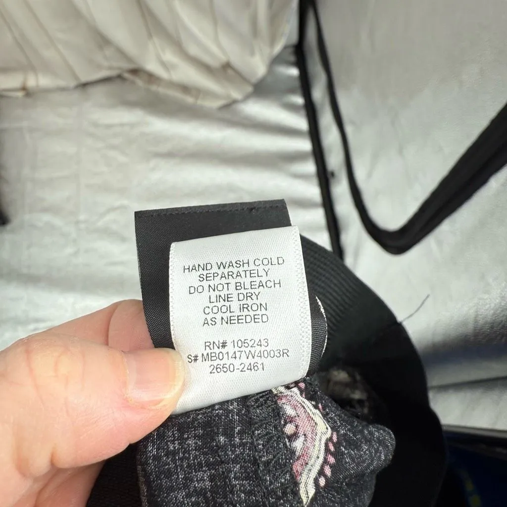 Bobeau Women’s Medium 100% Rayon Black Patterned Wide Leg Pants - Image 6