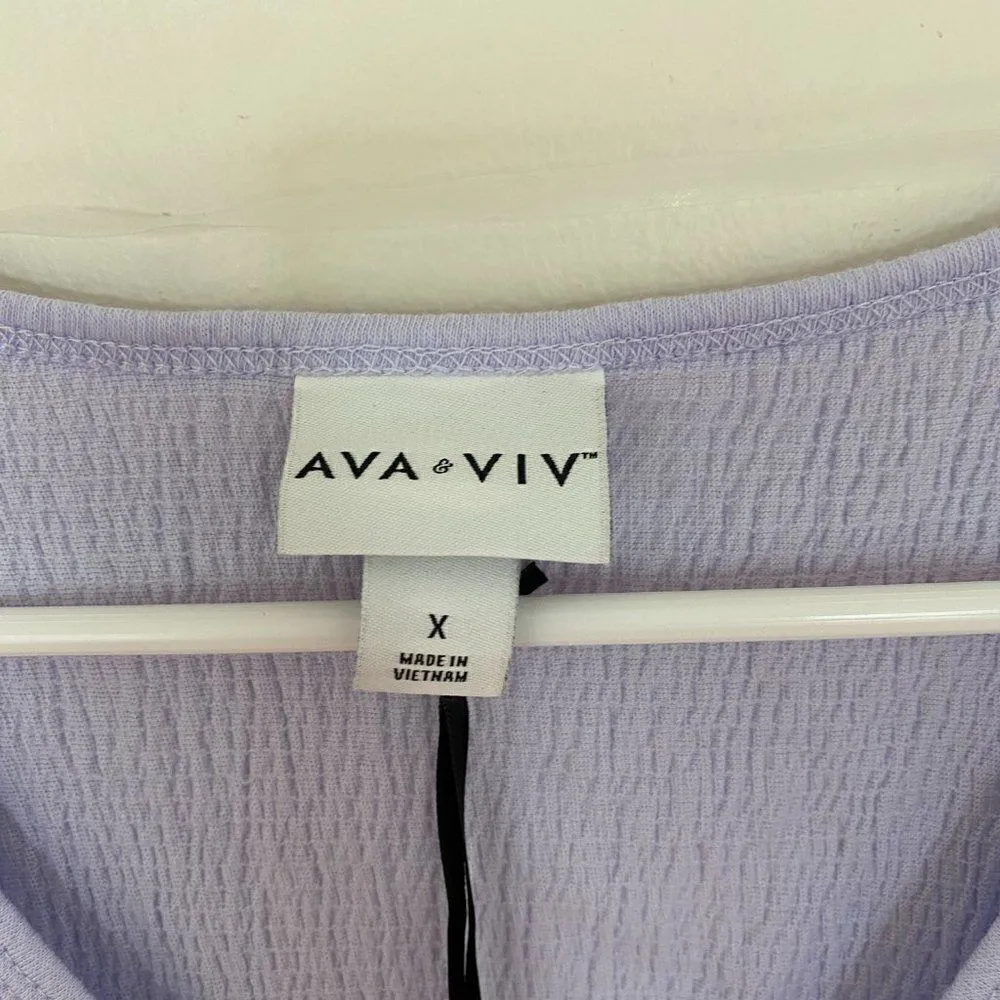 Ava Viv Women's Casual T-Shirt Short Sleeves V-Neck Levander Size 14W NWT - Image 4