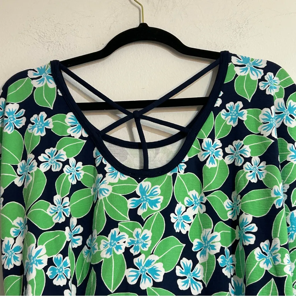 T by Talbots Open Back Short Sleeve Dress Floral Fields Plus Size 2x - Image 9