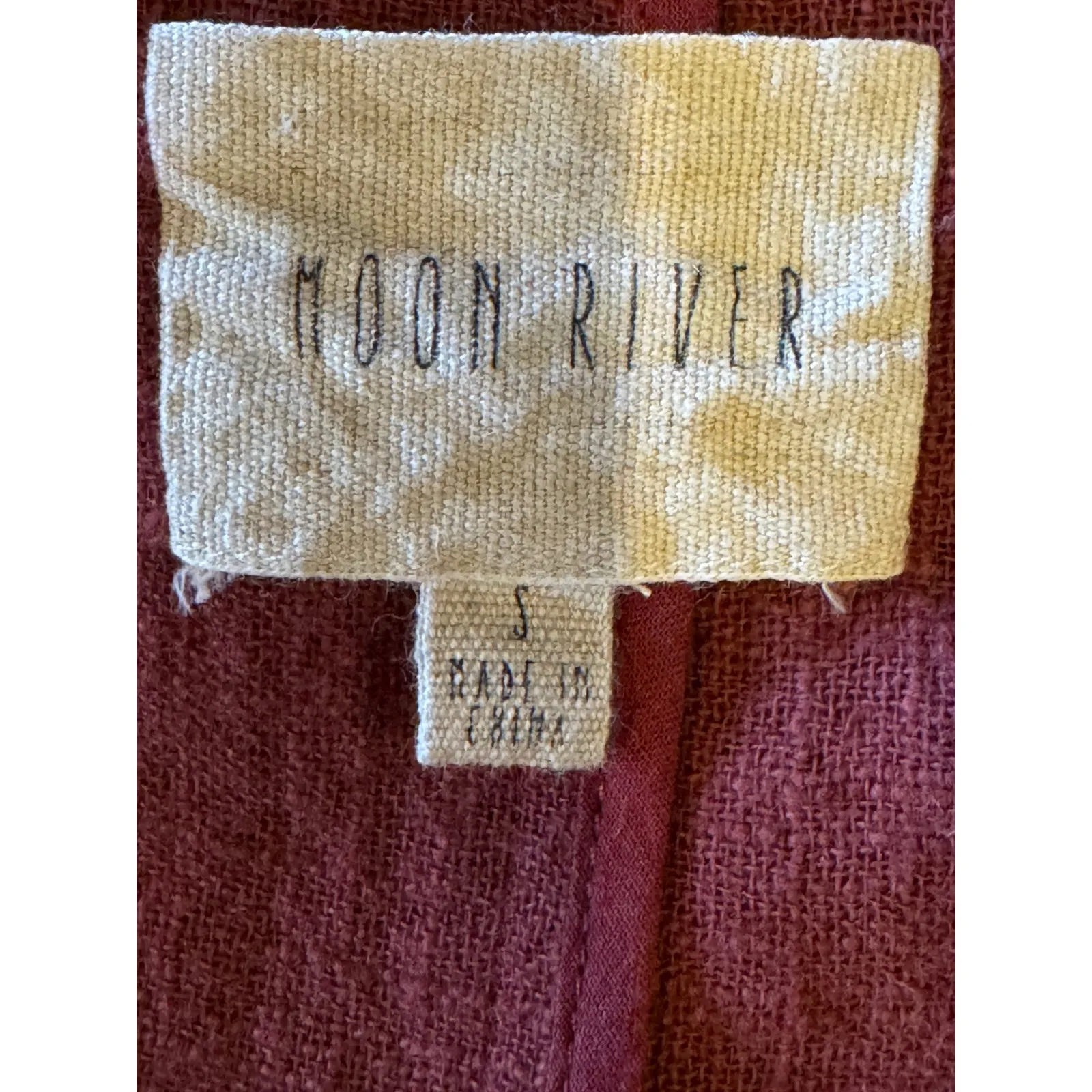 Moon‎ River Vest Women Small Red Linen Sleeveless Duster Belted Trench Lagenlook - Image 9