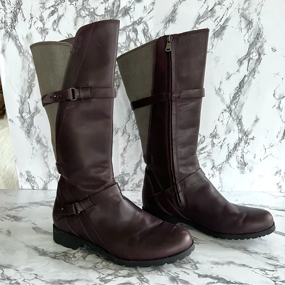 Teva De La Vina Riding Boots Oxblood Plum Waterproof Leather 6.5 - Image 3