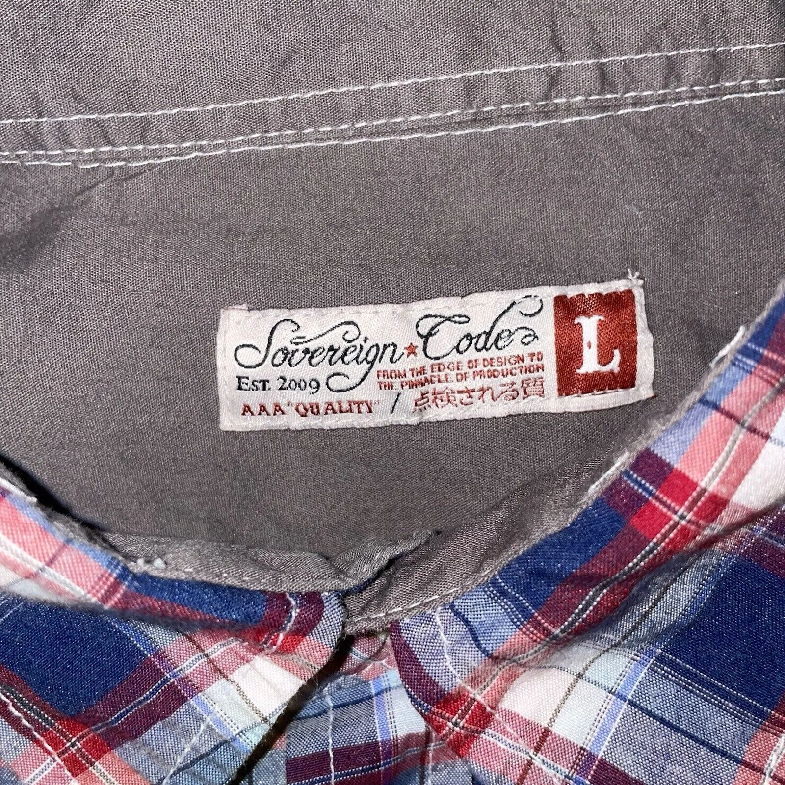 Sovereign Code Shirt Button Down Large Pearl Snap Western Style Red White Blue - Image 2