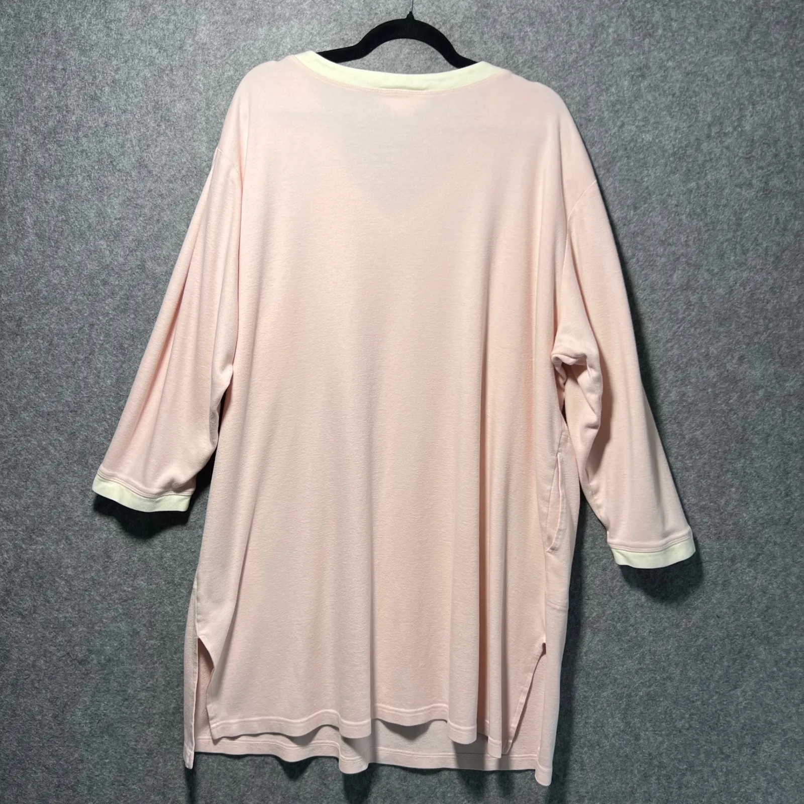 Stan Herman Vintage Pink Sleep Shirt Nightshirt Embroidered V - Image 7