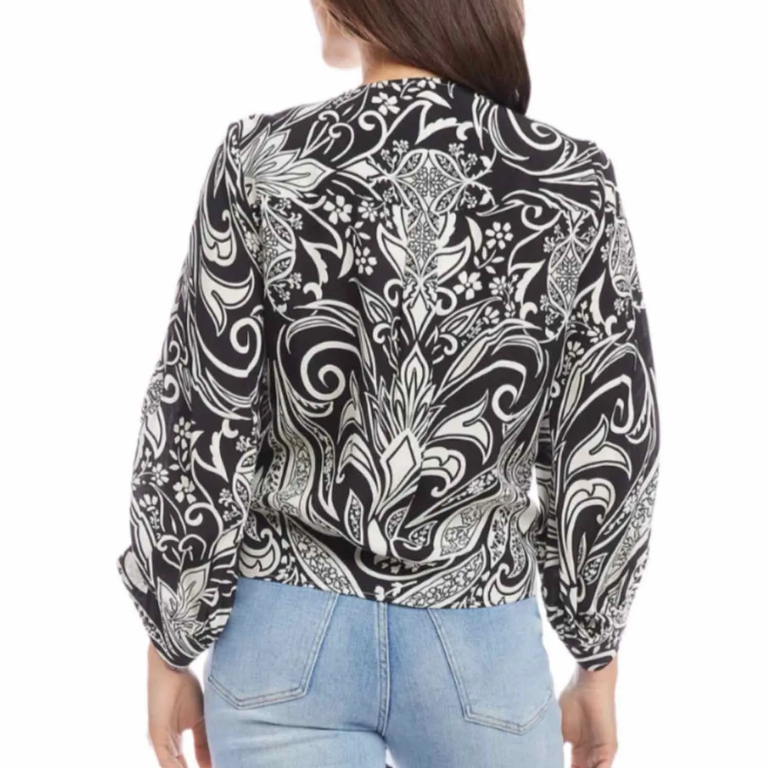 Karen Kane Blouson Sleeve Tie Front Casual Top Size Large - Image 9