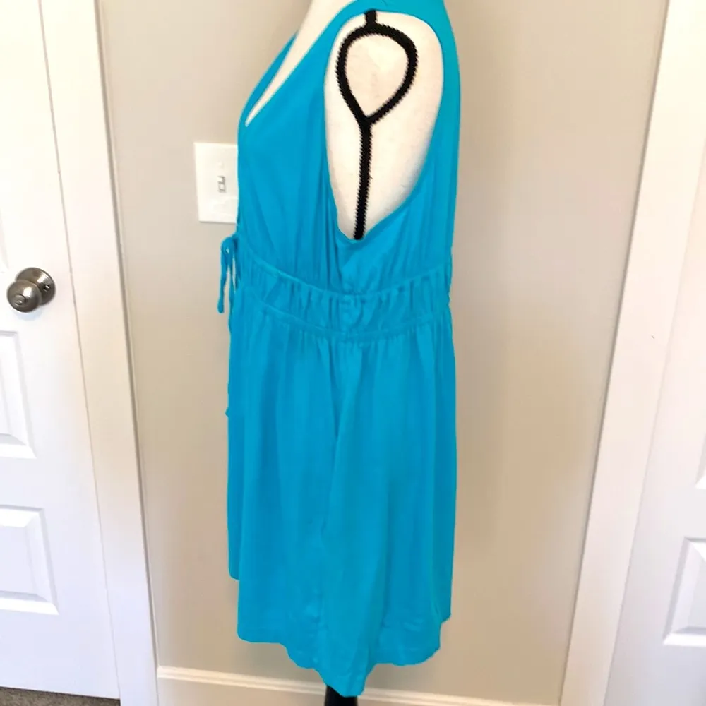 Lands’ End|| Aquamarine swimsuit coverup with drawstring waist and POCKETS!! - Image 3