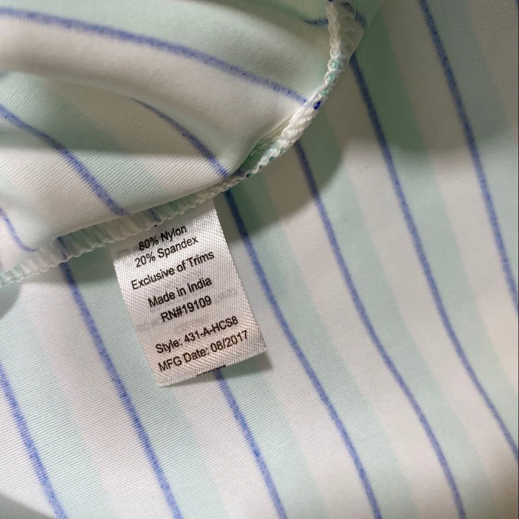 Cabana Life Striped Hidden Cove Zipper Rash Guard size S Small Green - Image 10