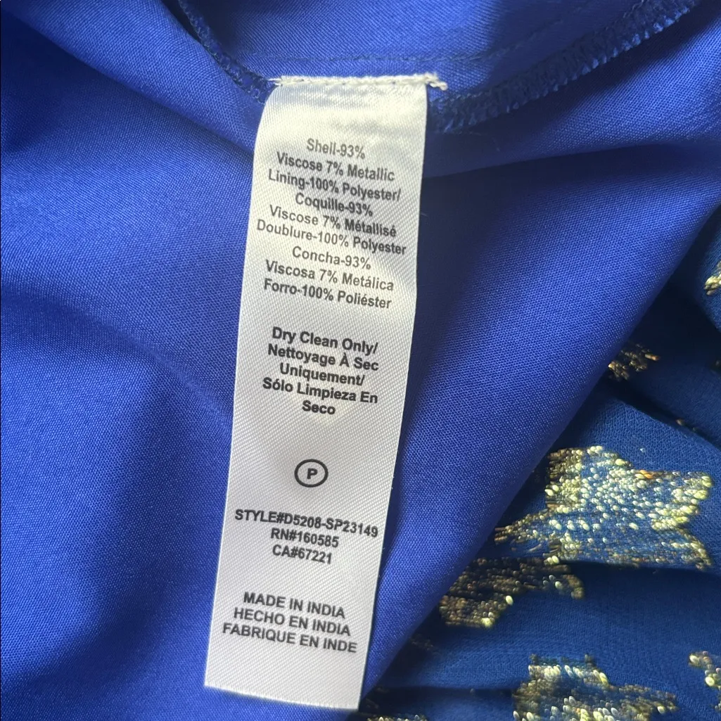 CIEBON Tara Star Metallic Sleeveless Midi Dress Blue Sz Large Formal Ruffles - Image 15