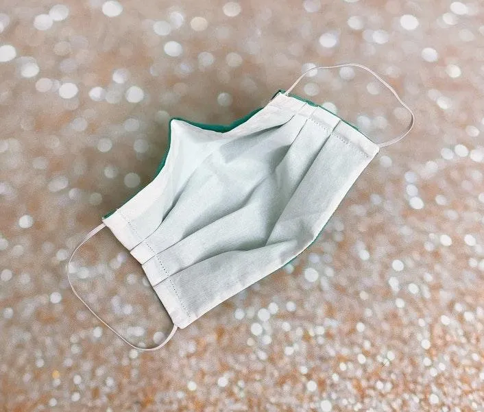 Turquoise Gold Metallic Strawberries Premium Cotton Face Mask Multiple - Image 4