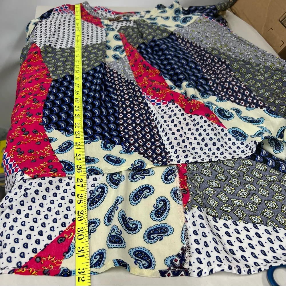 JODIFL L patchwork paisley crochet Top w/pockets high low hem - Image 11