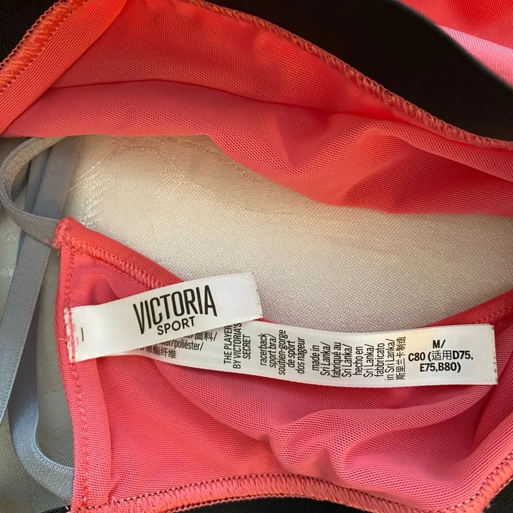 Victoria's Secret Sport The Player Sports Bra Coral and Black M NWOT - Image 5