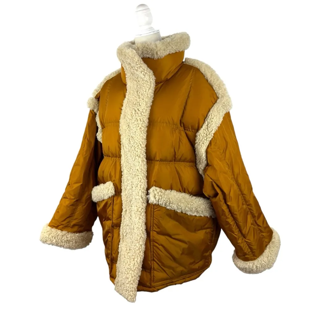 STAND STUDIO Dorothy Coat Down Jacket Caramel/Natural White Size 44 USA 12 Tan - Image 3