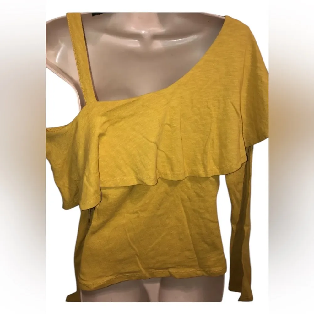 Anthropologie Postmark yellow one shoulder ruffle knit blouse sz‎ small NWT - Image 8