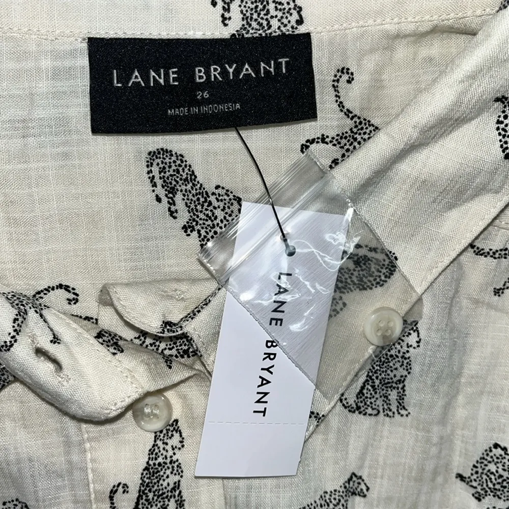 Lane Bryant NWT Size 26 Ivory - Black Cheetah Animal Print Henley Shirt Top - Image 6