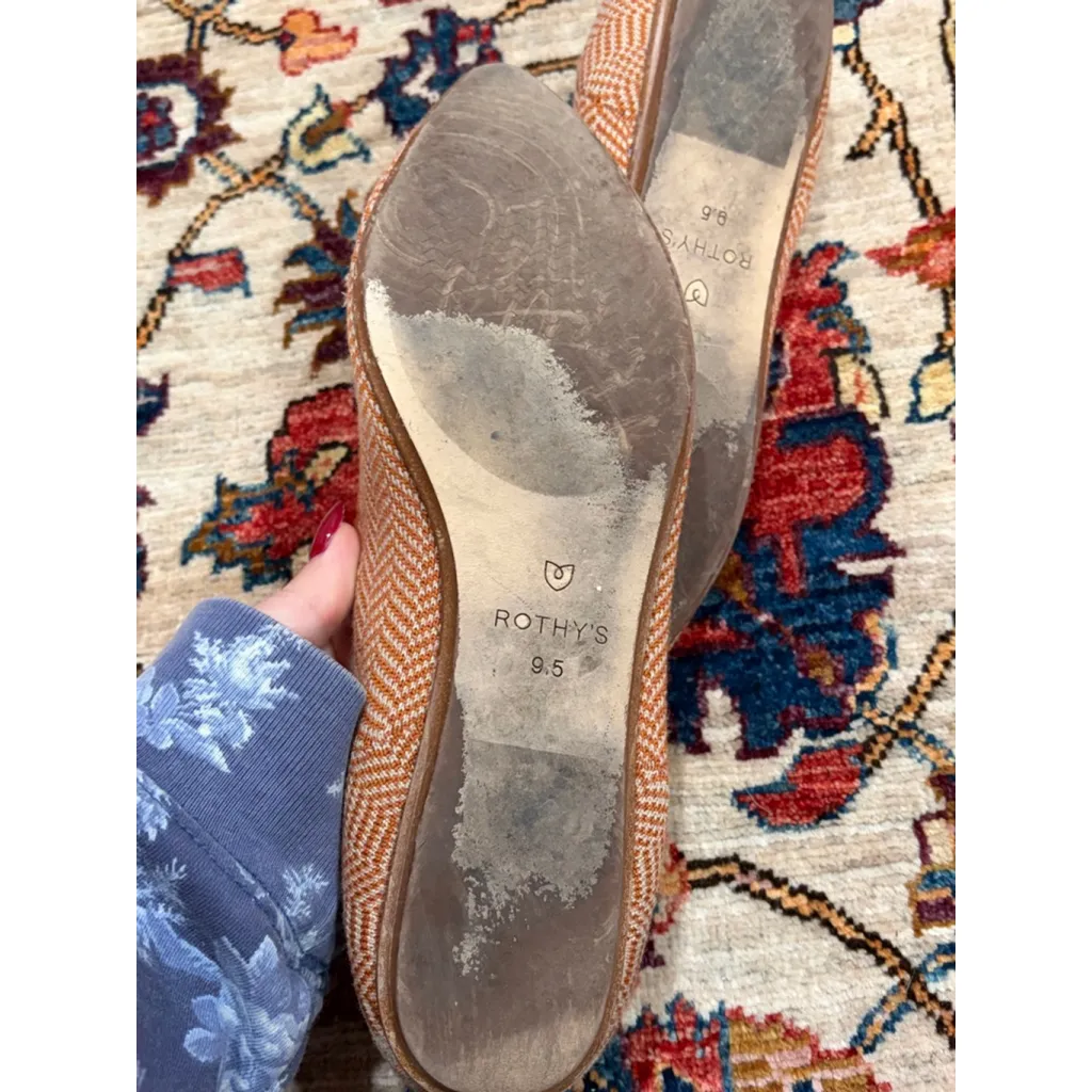 Rothy’s The Point Wool Blend Flat Rust Orange Herringbone Knit Size 9.5 - Image 7