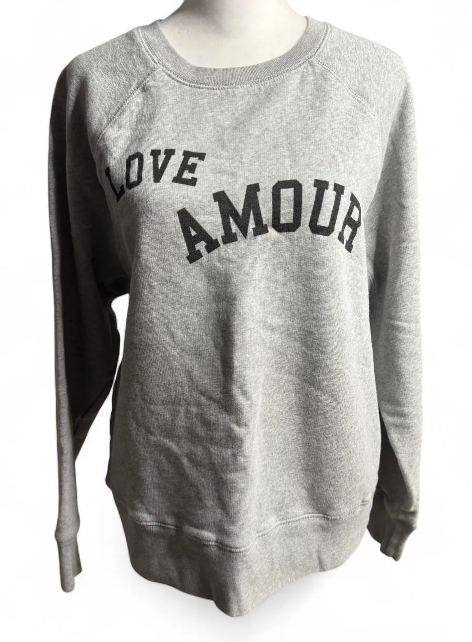 Zadig & Voltaire Love Amour Gray Sweatshirt Size Small – Designer Luxury Casual - Image 1