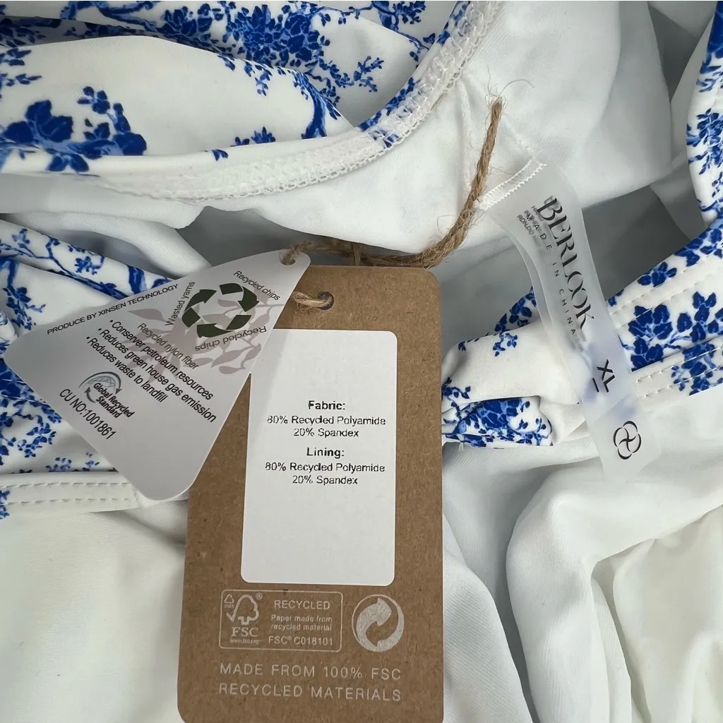 NWT BERLOOK FRENCH TOILLE SCENE ONE PIECE SWIM XL White - Image 6