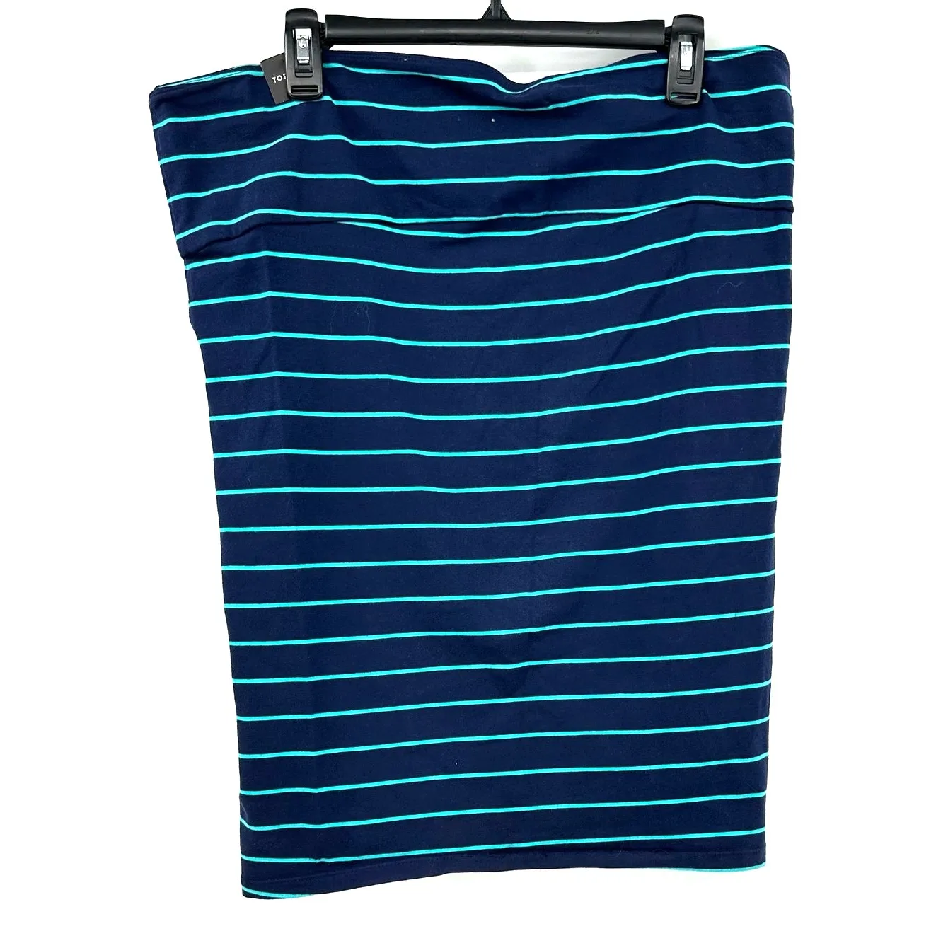 Torrid Size 1 XL Mini Skirt Navy‎ Blue Stripe Wide Band Stretch Preppy Plus NWT - Image 2