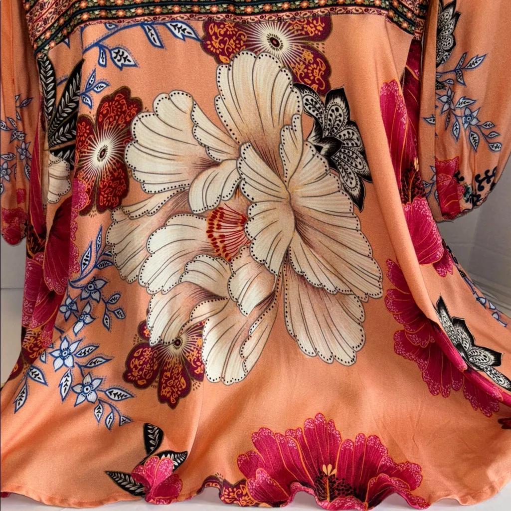 FARM RIO FOR ANTHROPOLOGY TOPANGA BOHO HIPPIE MINI MULTICOLORED FLORAL DRESS SM - Image 11