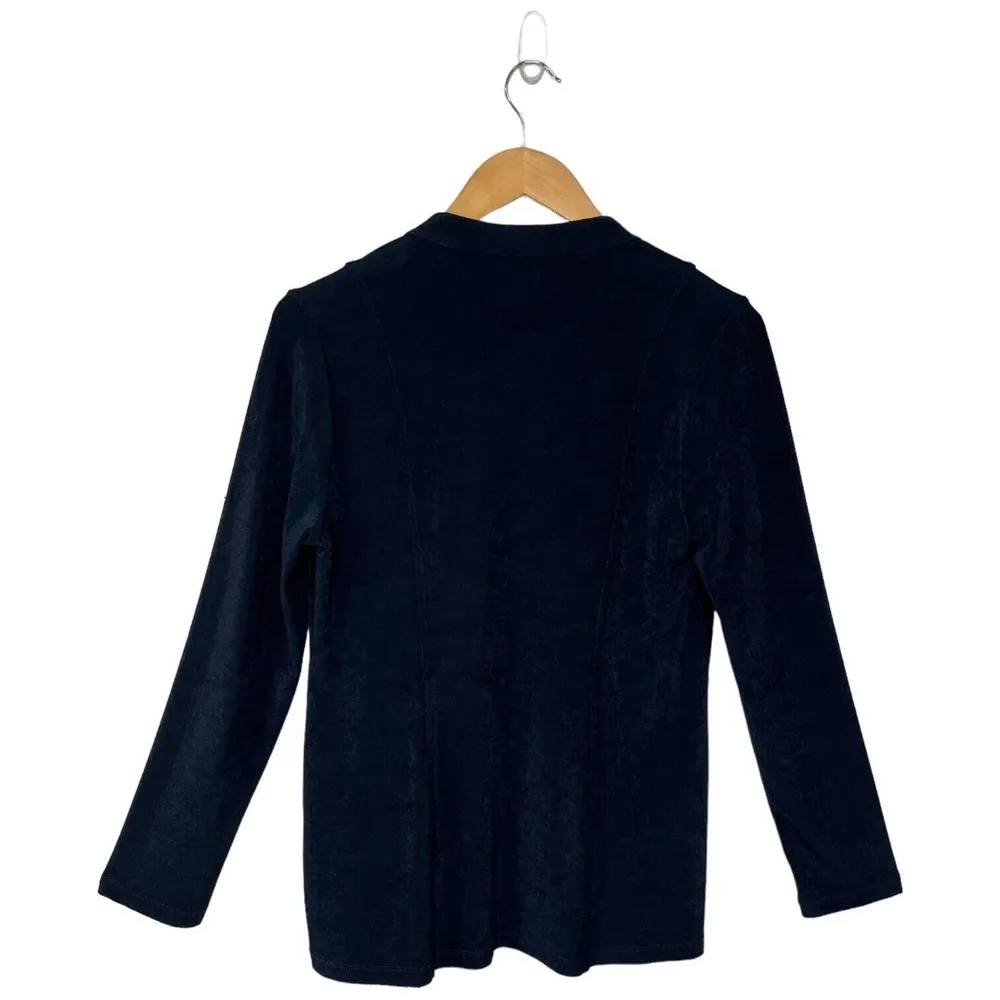 Chicos Travelers Collection Classic Petite Military Jacket Slinky Blue 1 - Image 4