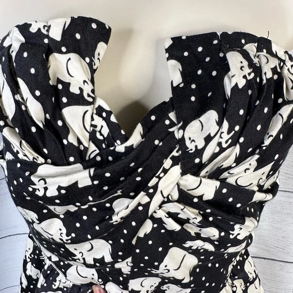 Porridge Anthropologie Womens size 0 Elephant Cotton Fit & Flare Strapless Dress - Image 3