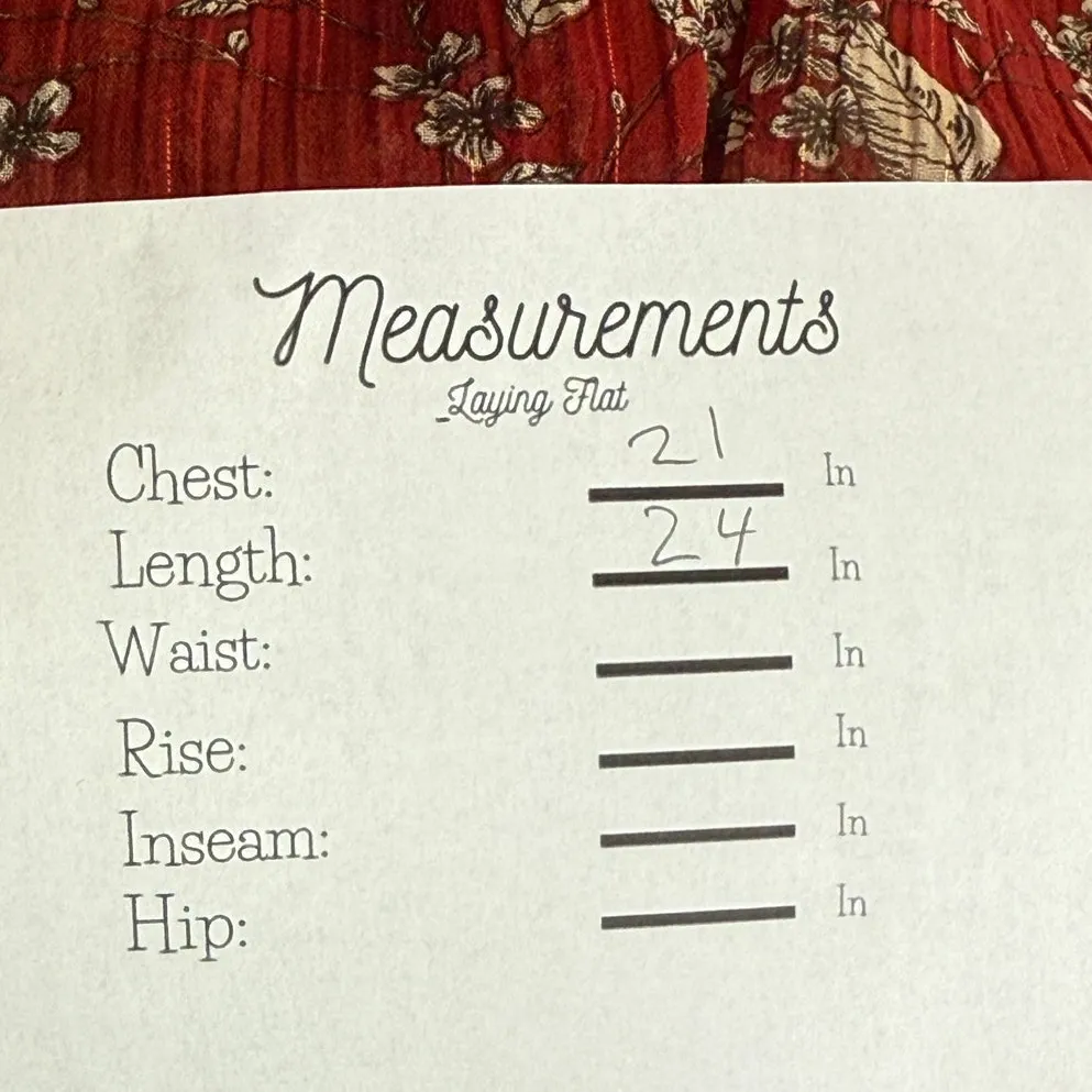 Zara Floral Sheer Long Sleeve Flowy Boho Blouse Smocked Ruffle Neck XL Red Green - Image 8