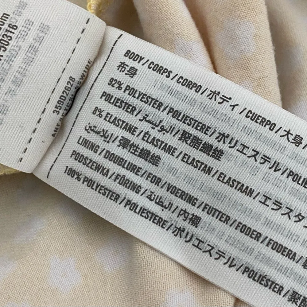 Hollister Midi Dress Cinched Yellow White Floral Adjustable Small Stretch - Image 9