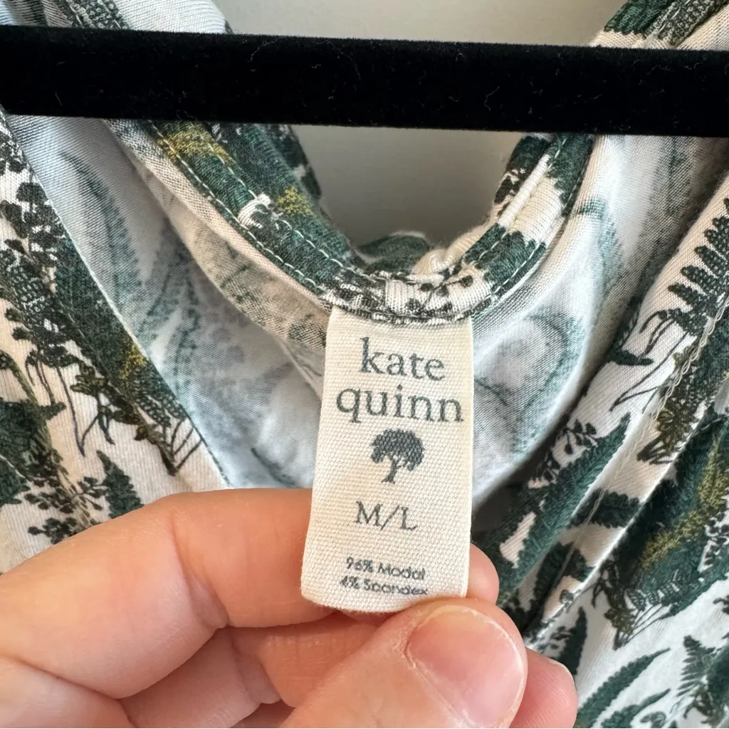 Kate Quinn Fern Print Hooded Robe M/L White Size L - Image 3