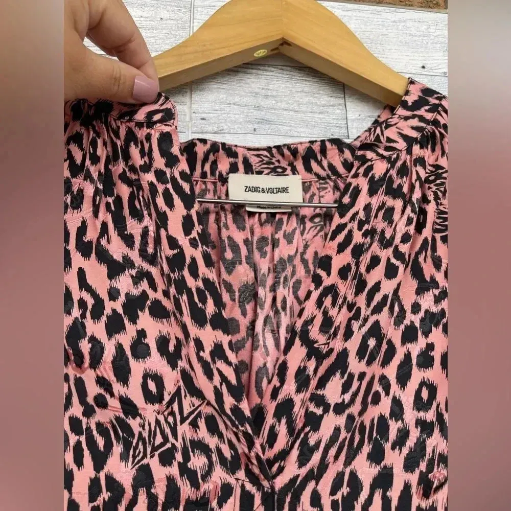 ZADIG&VOLTAIRE Tink Squeleton Leopard Print Silk Blend Blouse - Rose medium - Image 4