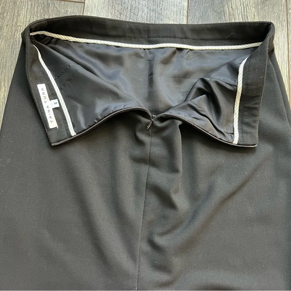 Trina Turk Button Front Black Pencil Skirt Size 6 - Image 12