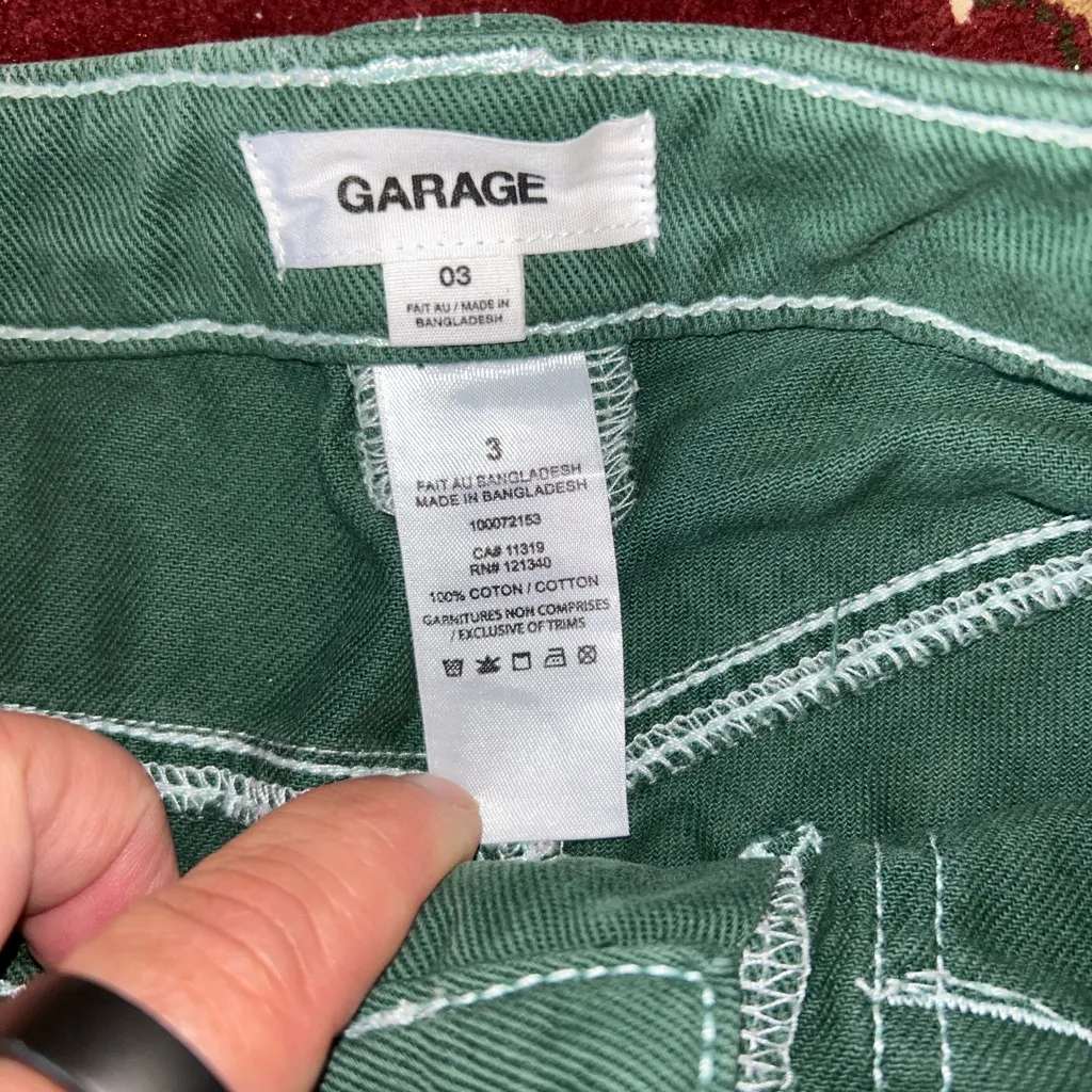 Garage Dani Carpenter Pants Forest Green Cotton Cargo juniors sz 3 relaxed fit‎ - Image 8