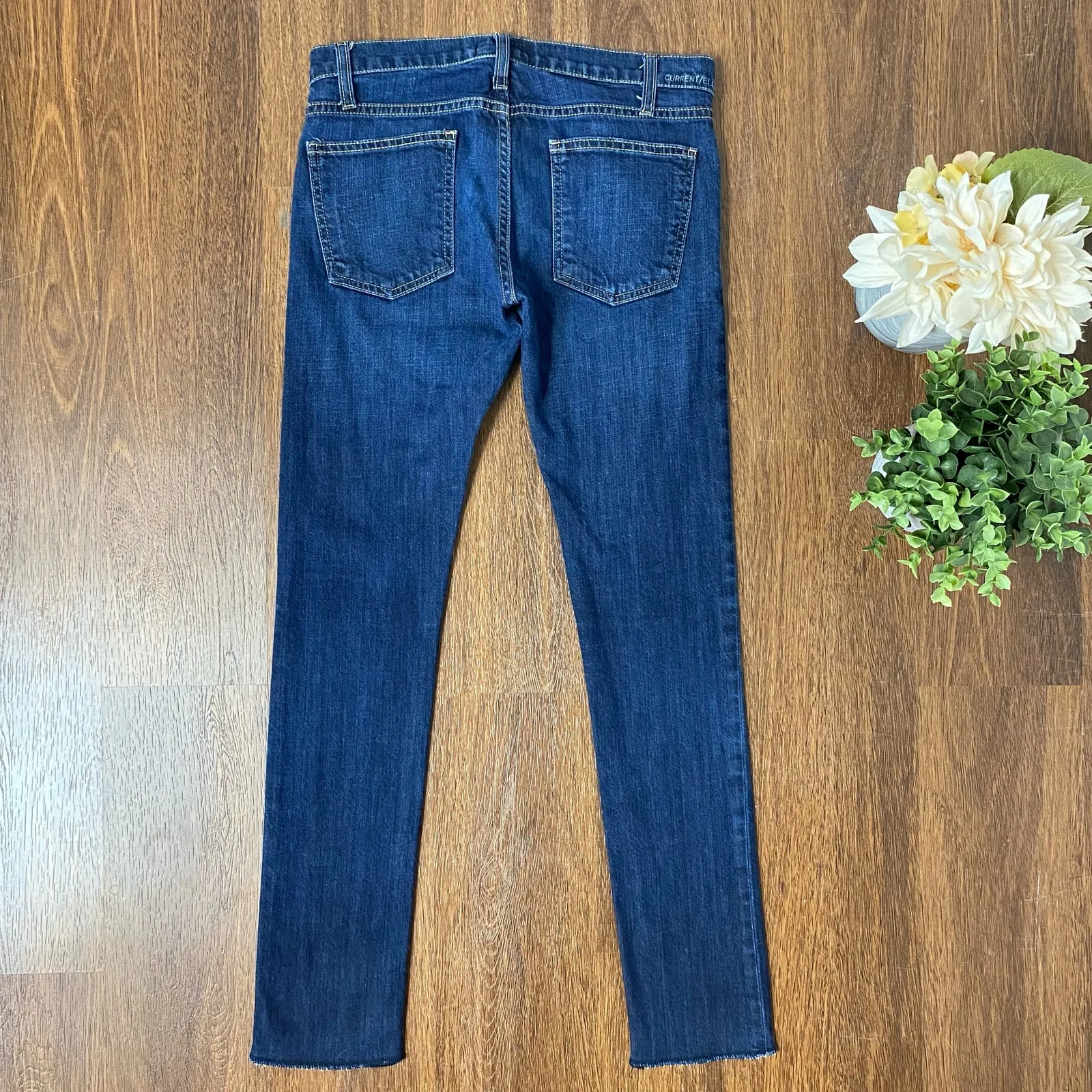 Current/Elliott The Roller Bonfire Raw Hem Slouchy Ankle Jeans Sz 24 - Image 5