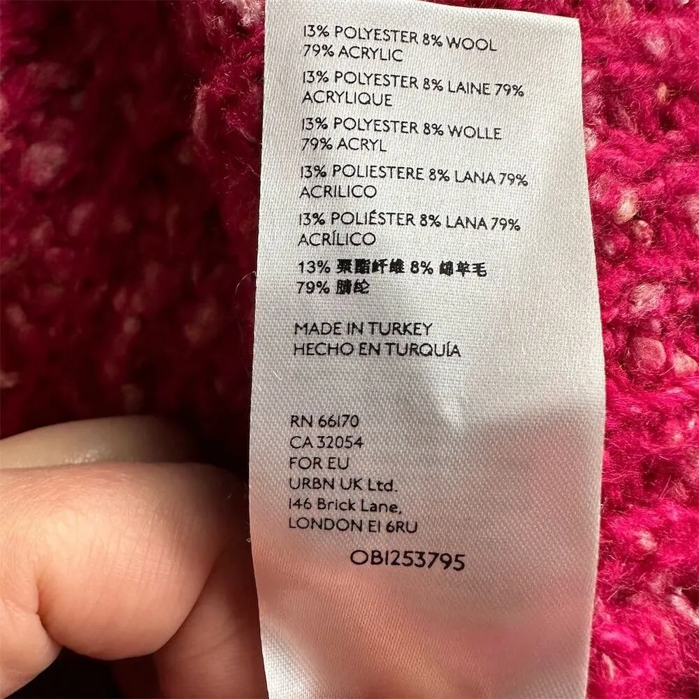 Maeve Anthropologie Women's M Pink Fuzzy Cable Knit Pullover Sweater Oversized - Image 7